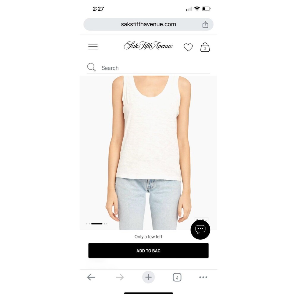 Theory Easy Tank in White Sea Slub NWT
